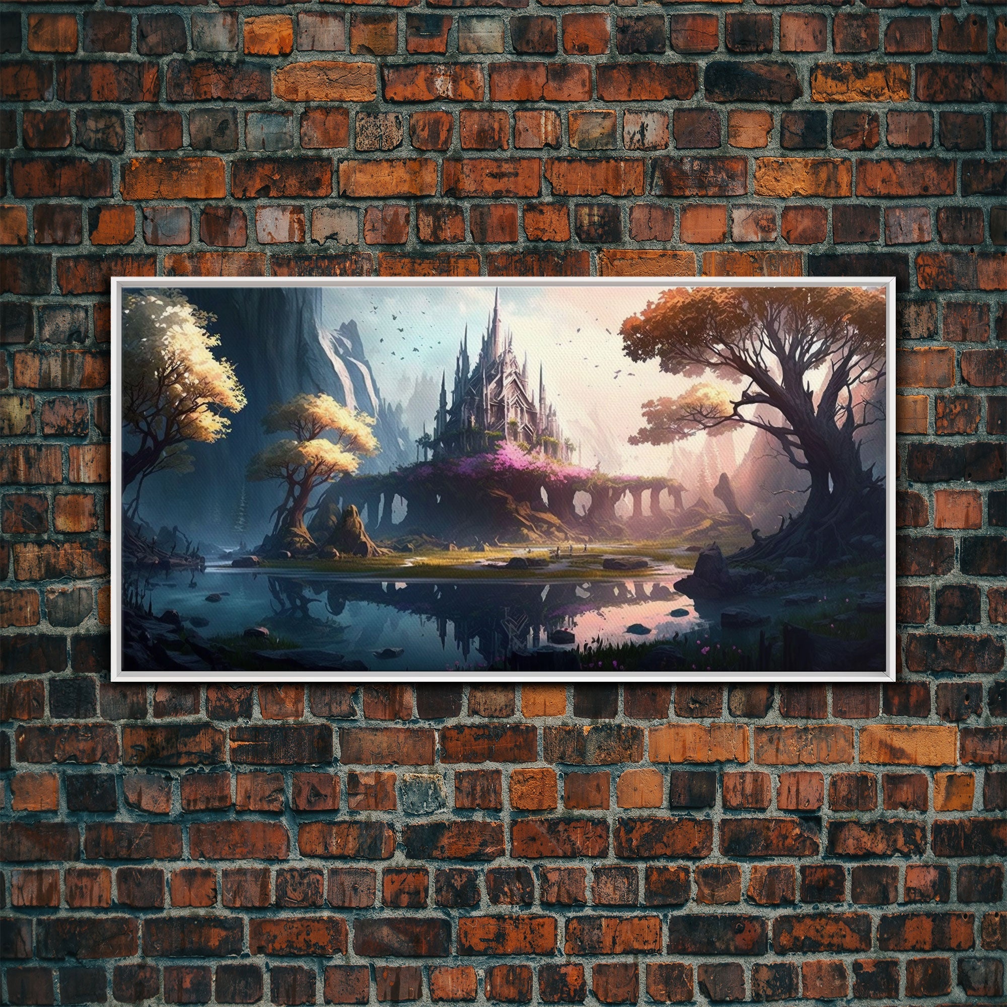 Norse Mythology Art, Alfheim Realm of the Light Elves, Framed Canvas Print, Fantasy Wall Art