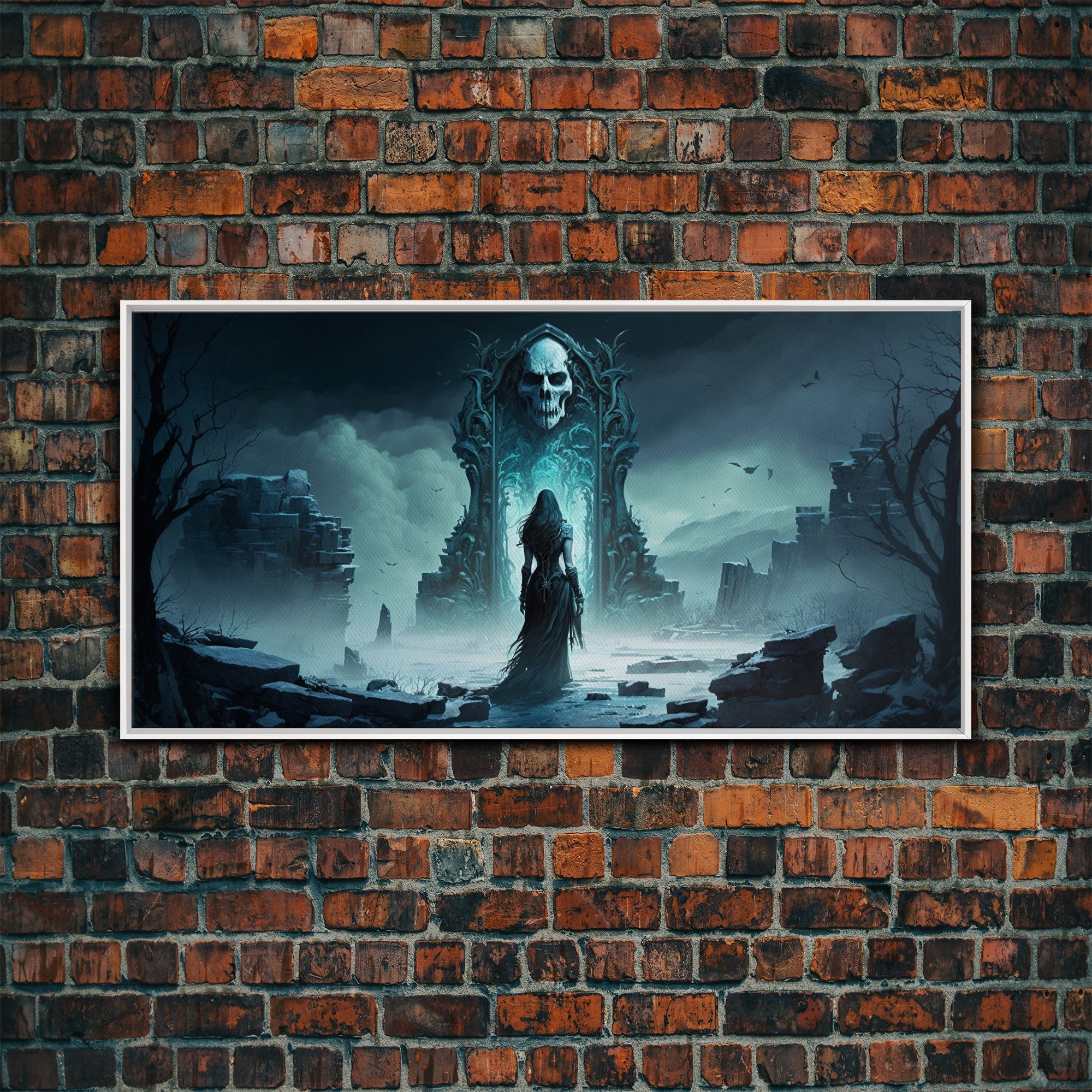 Doorway to Niflheim, Land of Mist and the Dead, Norse Mythology Fantasy Art, Framed Canvas Print, Fantasy Decor