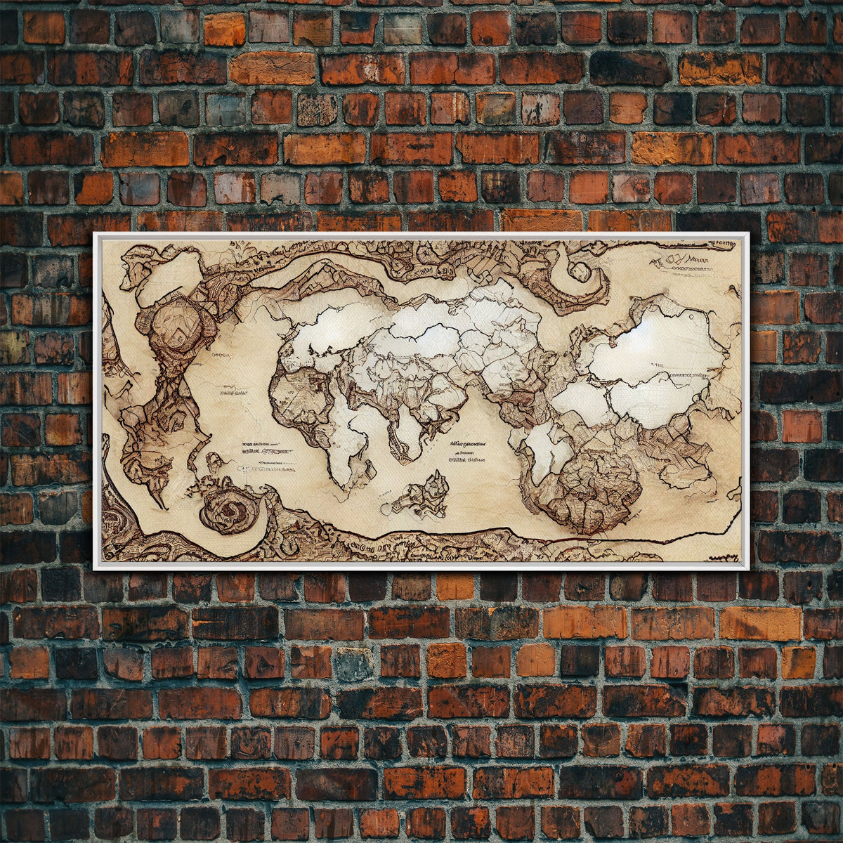 Abstract fantasy world map, canvas print, middle earth style, wall art for nerds like me | | Wiccan Center