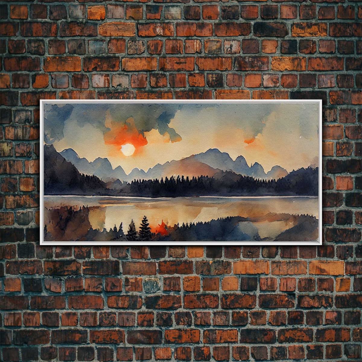 Watercolor forest fire, canvas print, landscape art, cool living room art, depressing art, painting reproduction print | | Wiccan Center