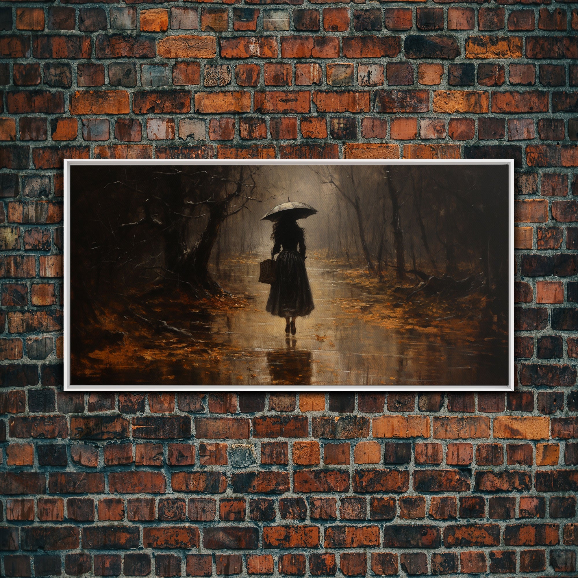 Witch Walking In The Rain, Witch Print, Framed Canvas or Poster, Victorian Oil Painting, Dark Academia, Witchcraft Decor, Witchy Art | | Wiccan Center