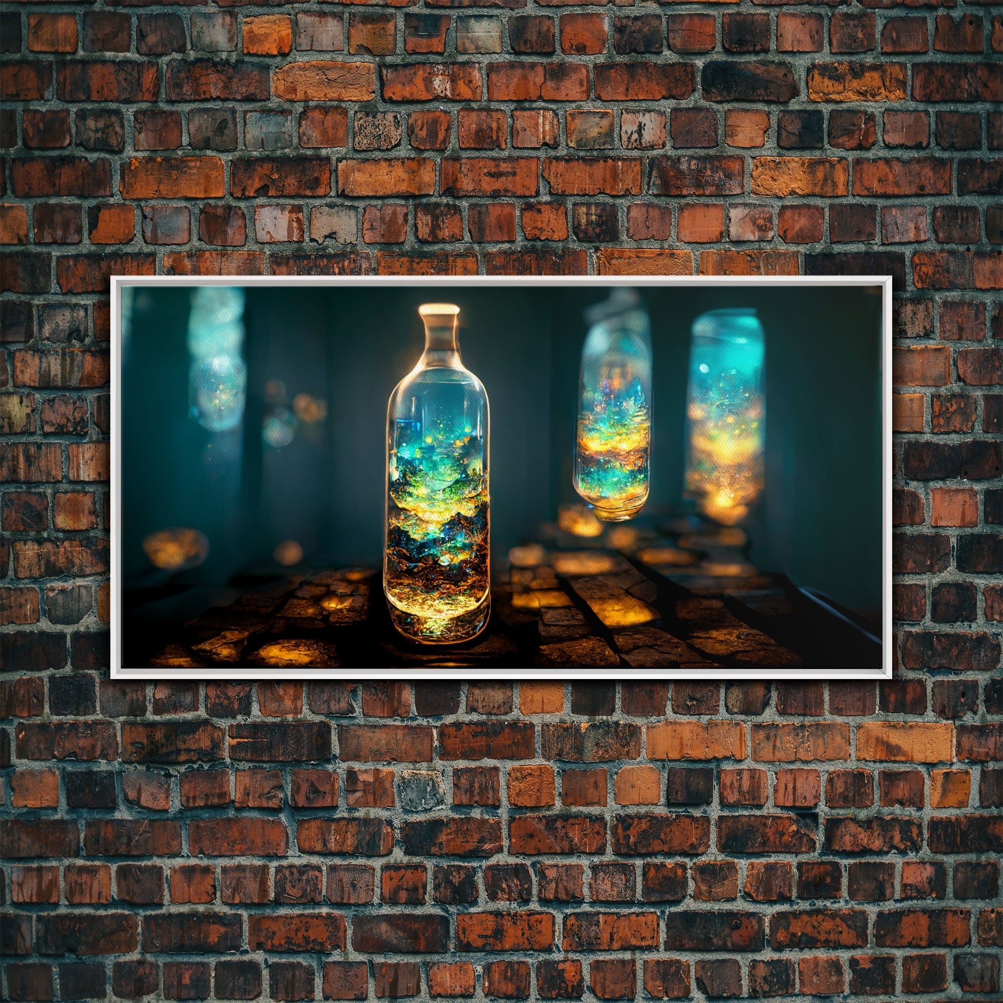 Miniature world in a bottle canvas print, high fantasy wall art, magical wall art, ready to hang wall art | | Wiccan Center