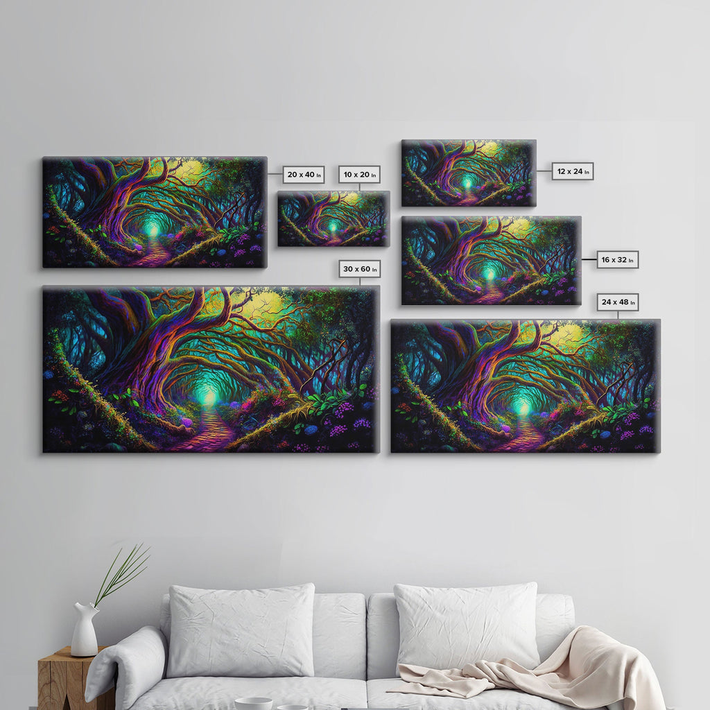 Fantasy wall art, canvas print, magical forest, fantasy landscape art, ready to hang wall art, magical glowing forest fantasy art | | Wiccan Center