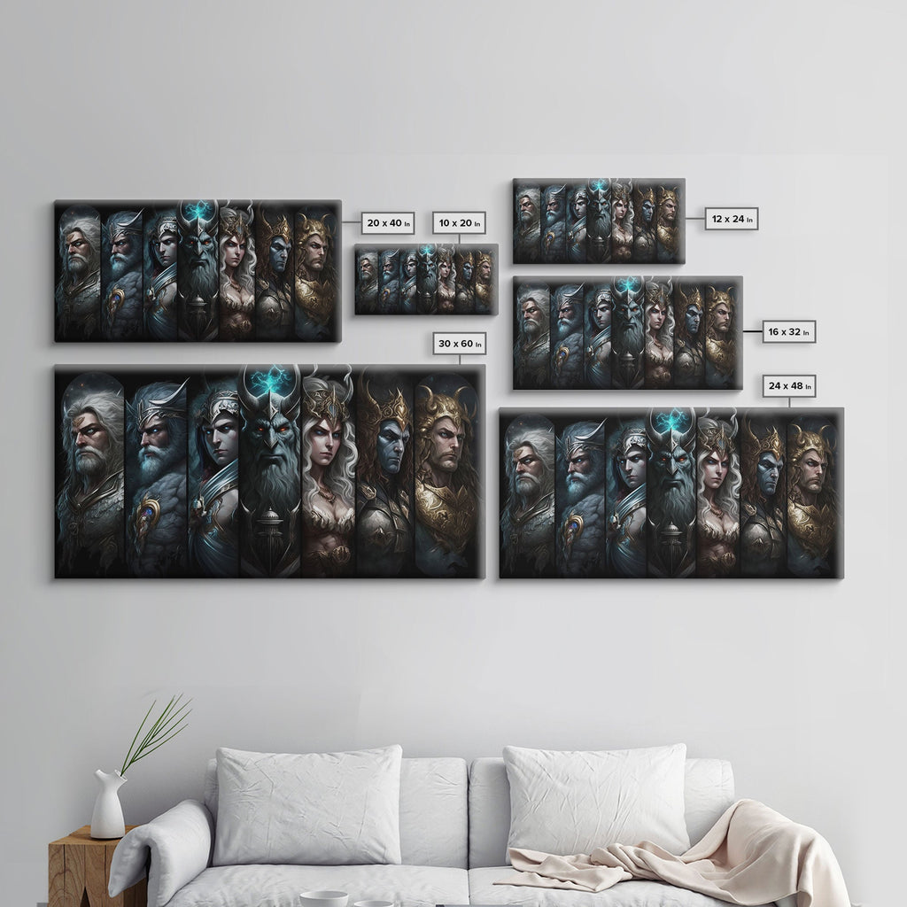 The Æsir, Aesir, Old Norse Gods, Framed Canvas Print, Norse Mythology, Scandinavian Mythology Fantasy Art | | Wiccan Center