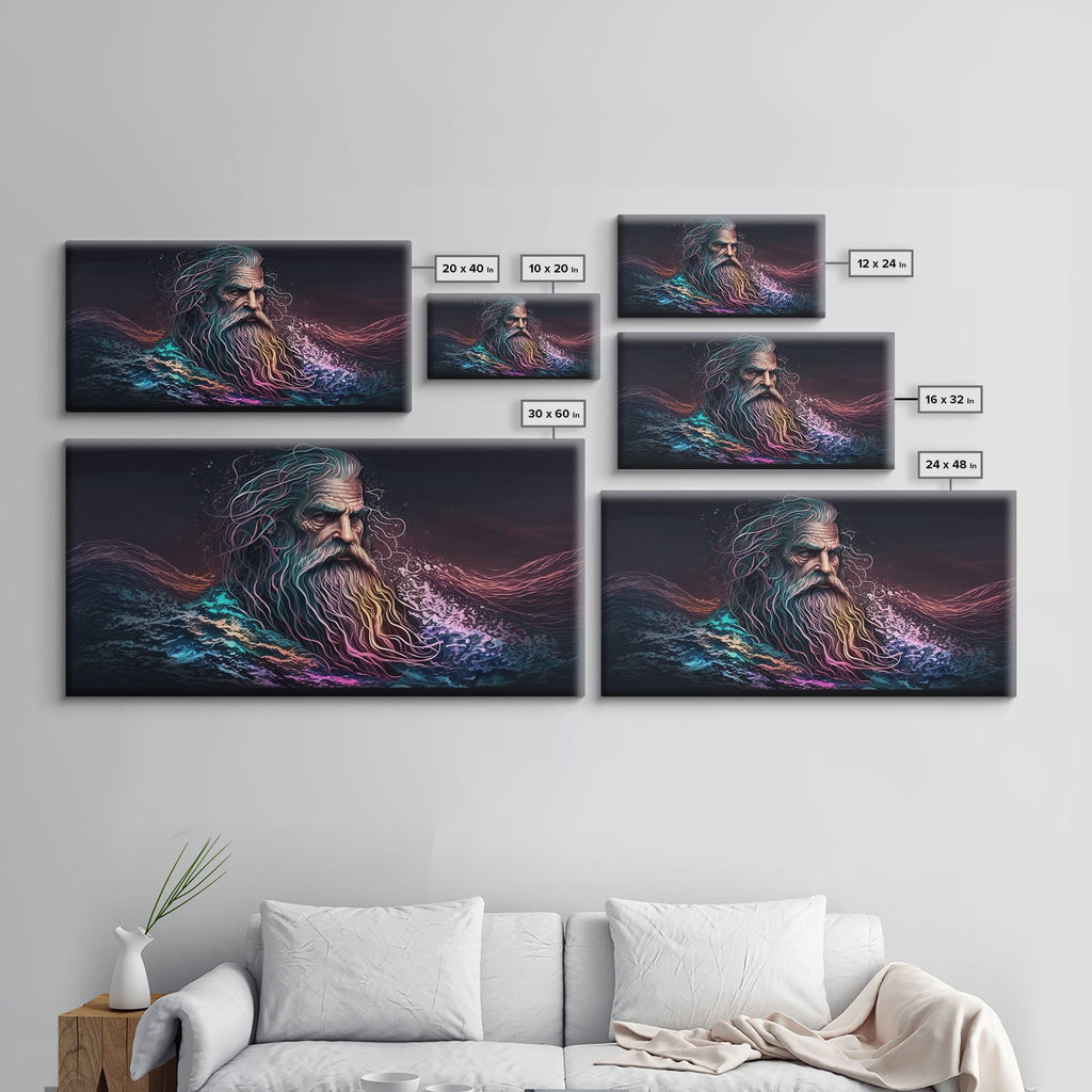 Aegir, God Of The Sea, Framed Canvas Print, Norse Mythology, Norse Art, Living Room Wall Art | | Wiccan Center