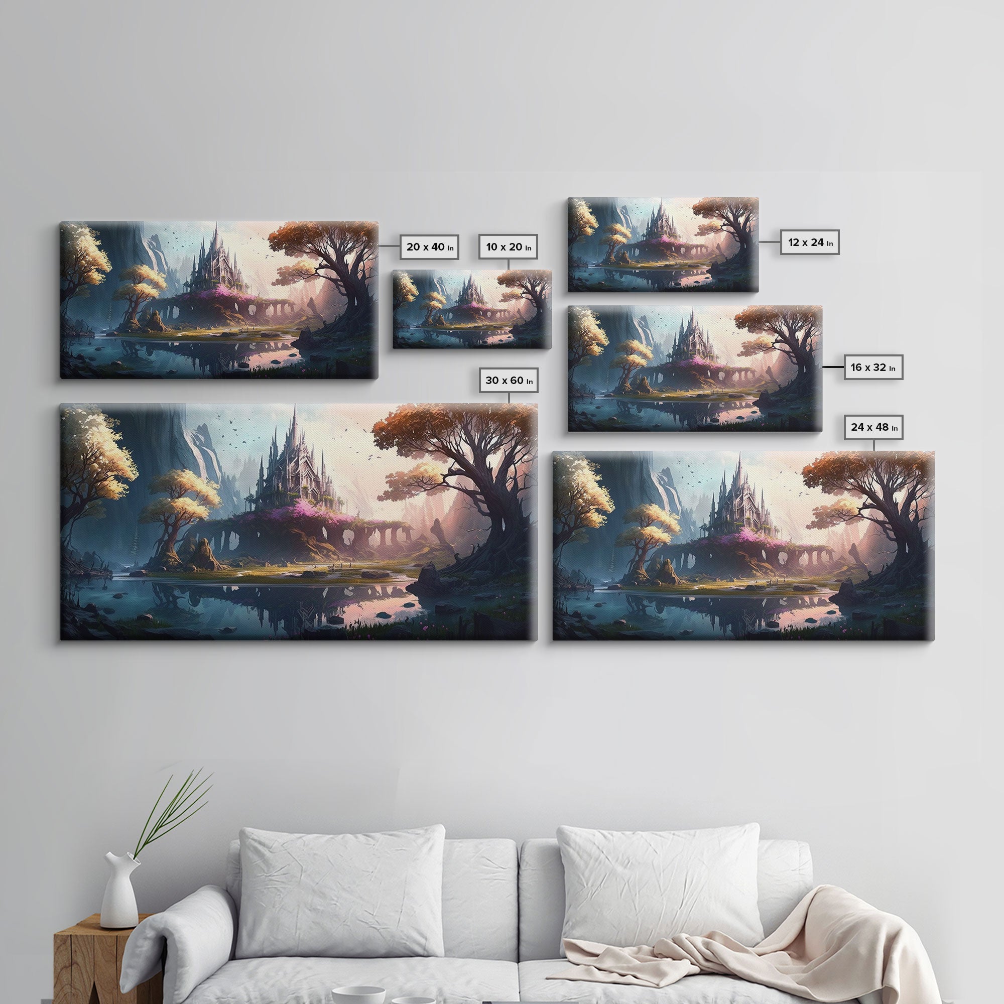 Norse Mythology Art, Alfheim Realm of the Light Elves, Framed Canvas Print, Fantasy Wall Art