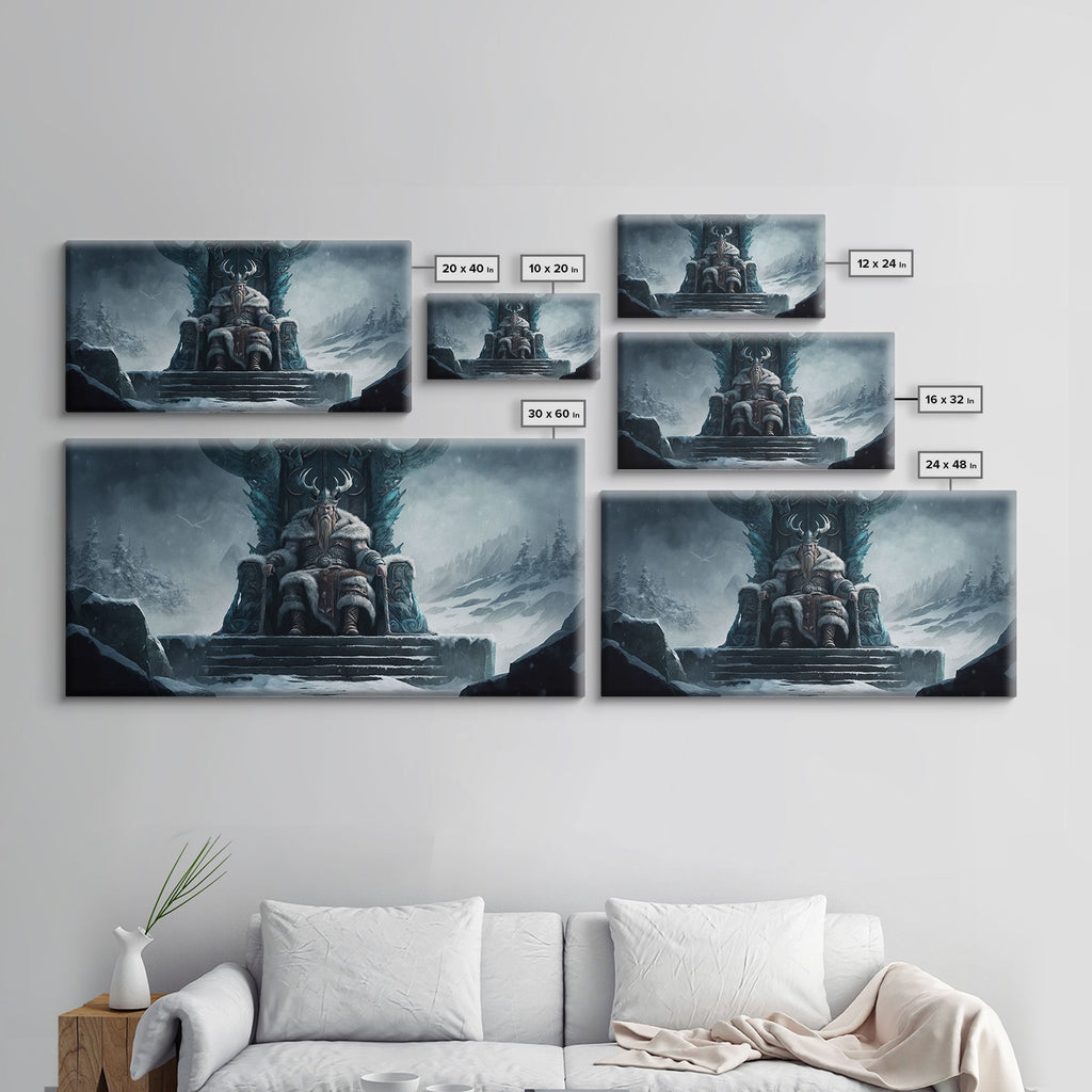 Odin Surveying The Realms on Hlidskjalf The High Seat, Norse Mythology Art, Framed Canvas Print | | Wiccan Center