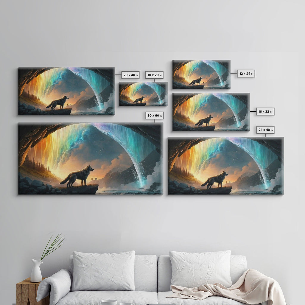 Fenrir, Mythological Wolf, With Bifrost. Norse Mythology Fantasy Art, Framed Canvas Print, Nordic Art | | Wiccan Center