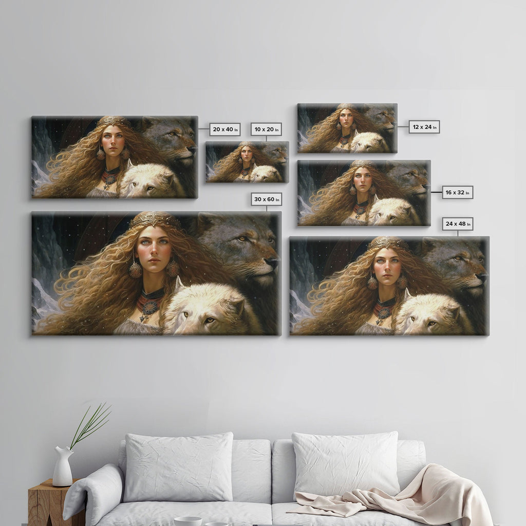 Lady Freya, Nordic / Norse Mythology Art, Framed Canvas Print, Norse Goddess of Love and Fertility | | Wiccan Center