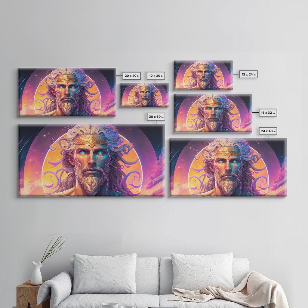 Norse God Freyr, Framed Canvas Print, Vaporwave Style Norse Mythology Art, Retro Vibes | | Wiccan Center
