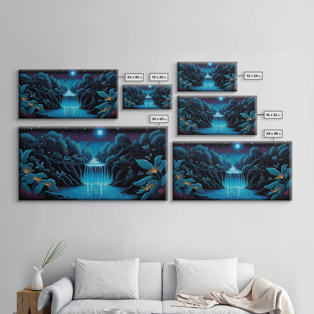 The Secret Waterfall, Enchanted Forest With Painting, Fantasy Art, Fairy House, Fantasy, Woodland Decor, Woods, Forest with Blue Butterflies | | Wiccan Center