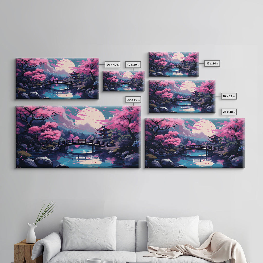 Japanese Art- Wabi Sabi Style Japanese Synthwave Pagoda, Game Room Art, Framed Canvas Print, Framed Art, Framed Painting, Retro Aesthetic | | Wiccan Center
