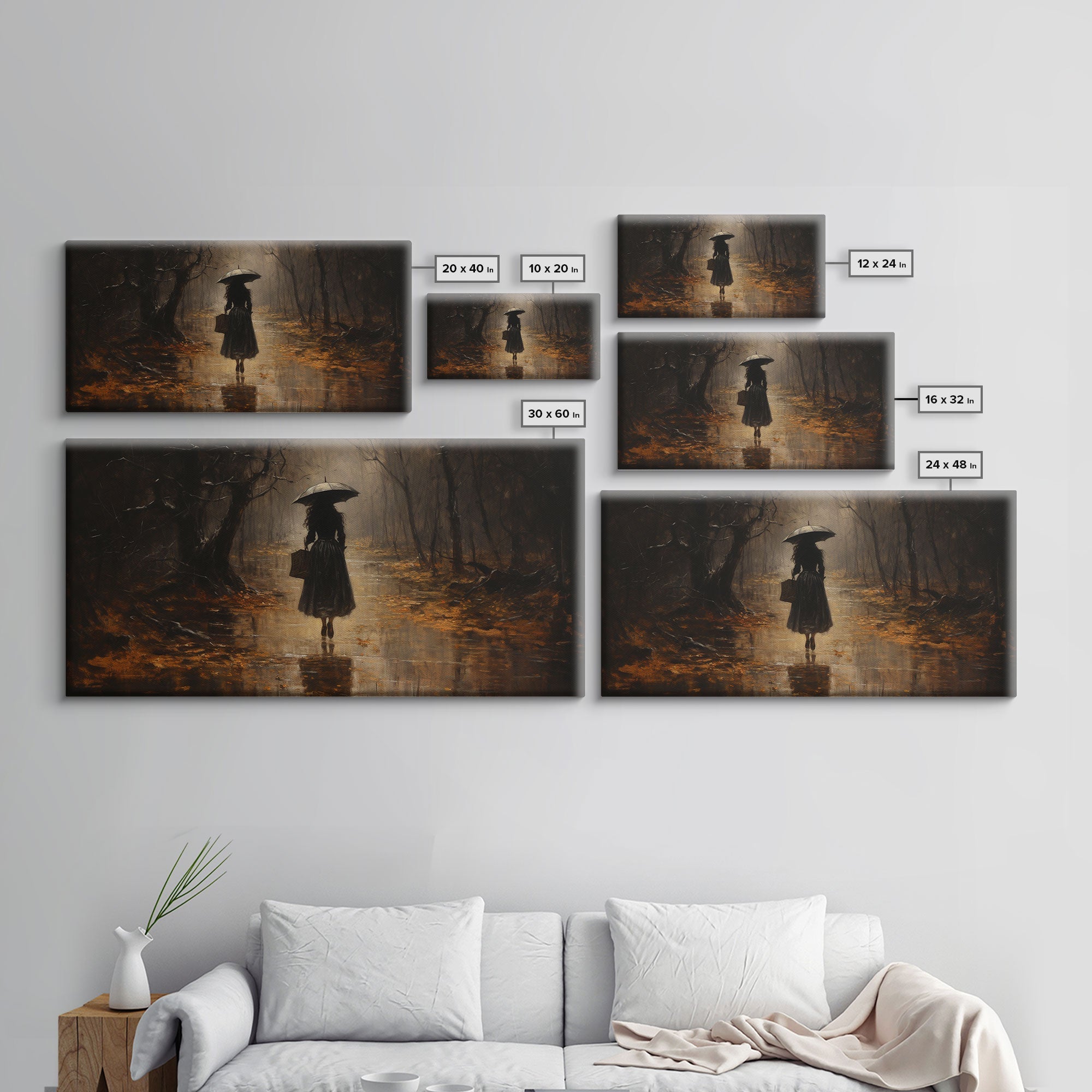 Witch Walking In The Rain, Witch Print, Framed Canvas or Poster, Victorian Oil Painting, Dark Academia, Witchcraft Decor, Witchy Art | | Wiccan Center