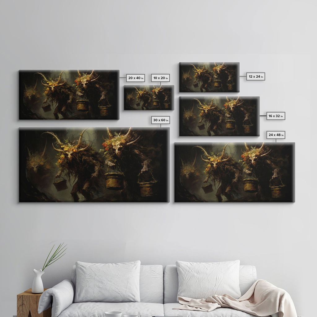 The Wendigos, Demonic Art, Framed Canvas Print, Halloween Decor, Halloween Art Print, Gothic Victorian Oil Painting, Halloween Print | | Wiccan Center