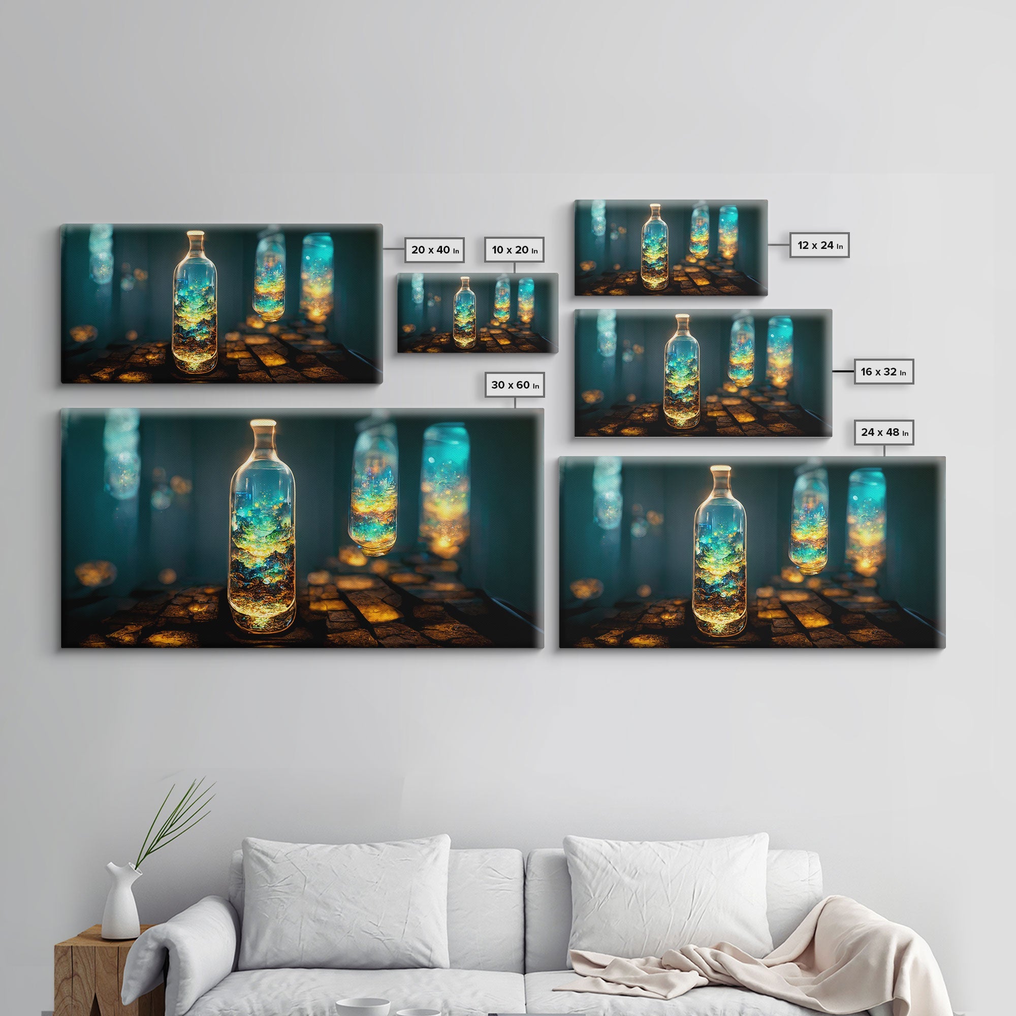Miniature world in a bottle canvas print, high fantasy wall art, magical wall art, ready to hang wall art | | Wiccan Center