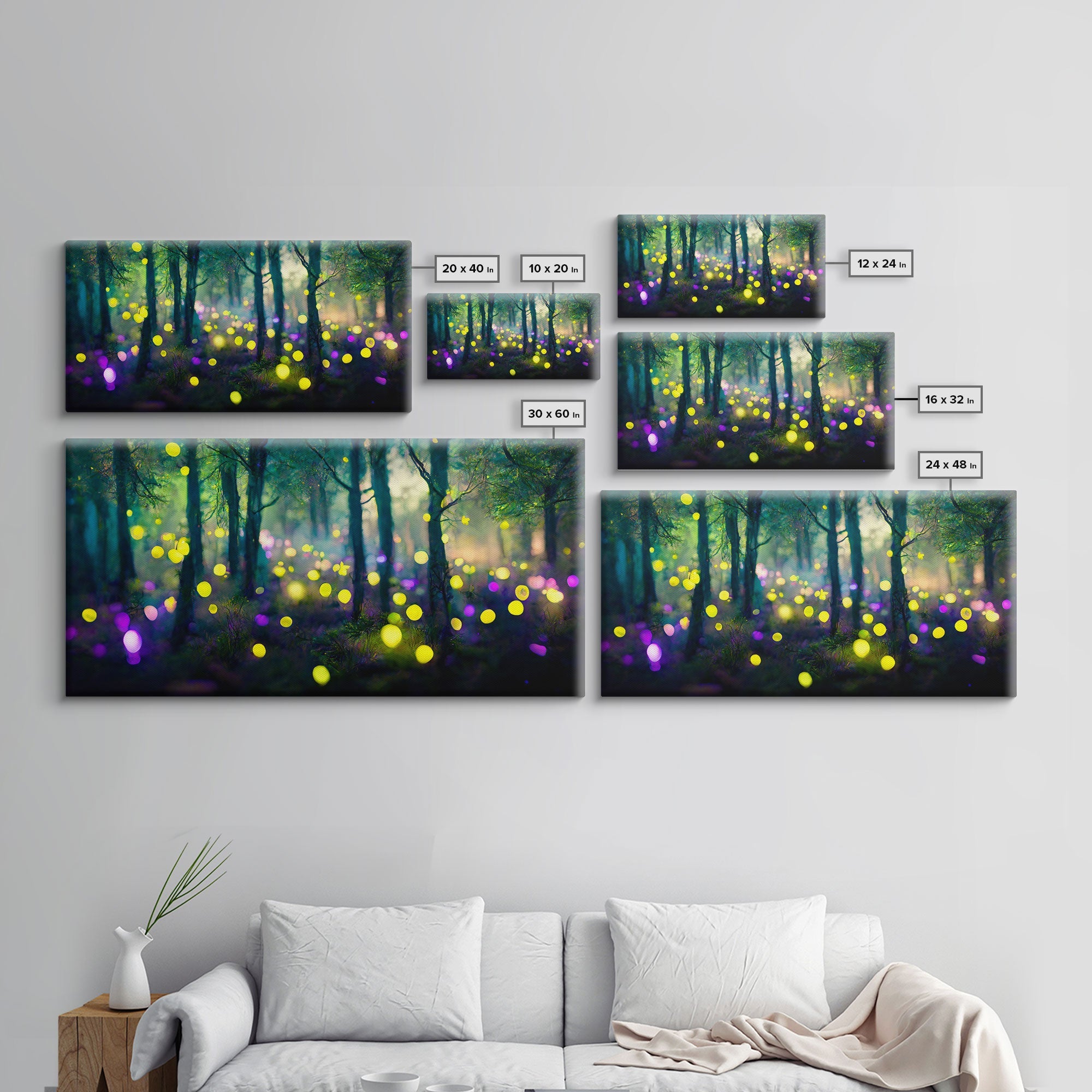 Magical forest with fairies canvas print, fantasy art, cool wall art, dorm art, ready to hang wall art | | Wiccan Center