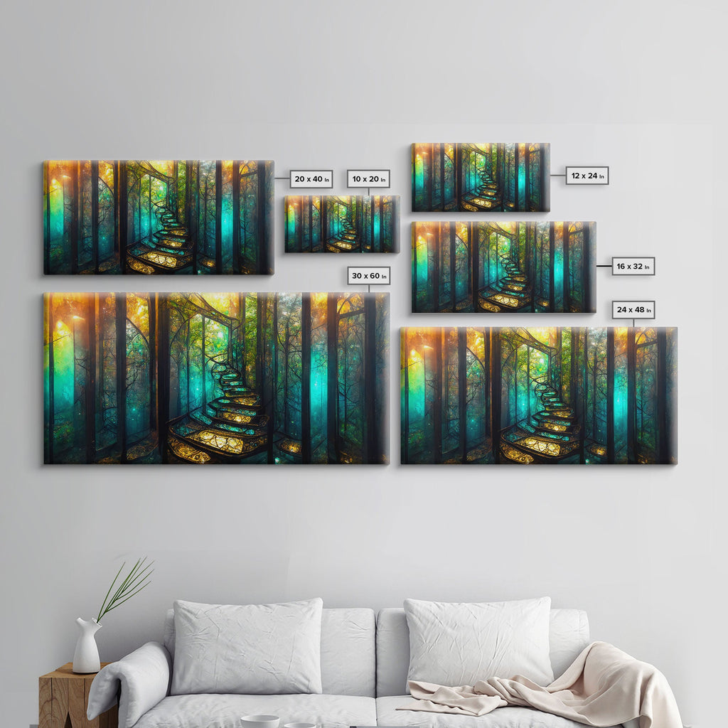 Fantasy wall art, canvas print, magical forest, fantasy landscape art, ready to hang wall art, bioluminescent glowing fantasy wall decor | | Wiccan Center