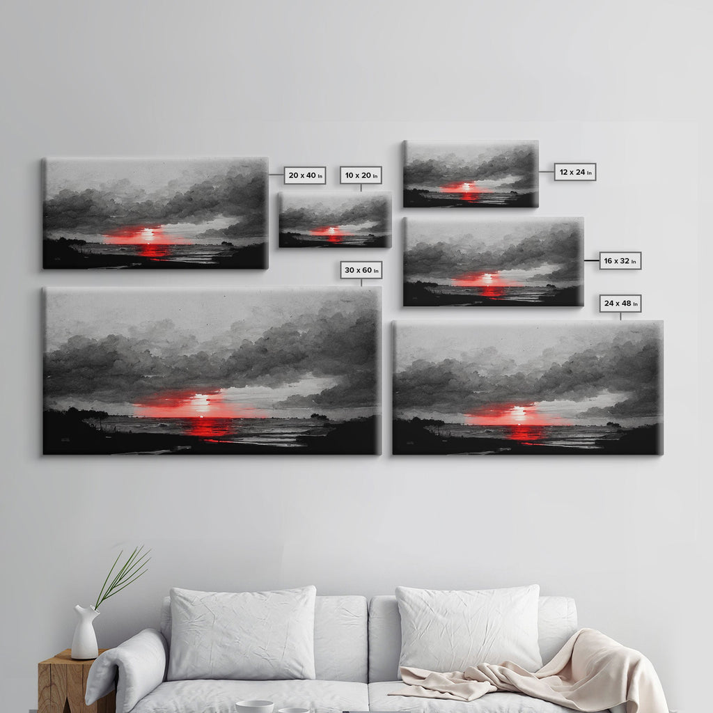 Creepy Blood moon canvas print, dark fantasy art, black and white art, Halloween, spooky art, horror landscape art | | Wiccan Center