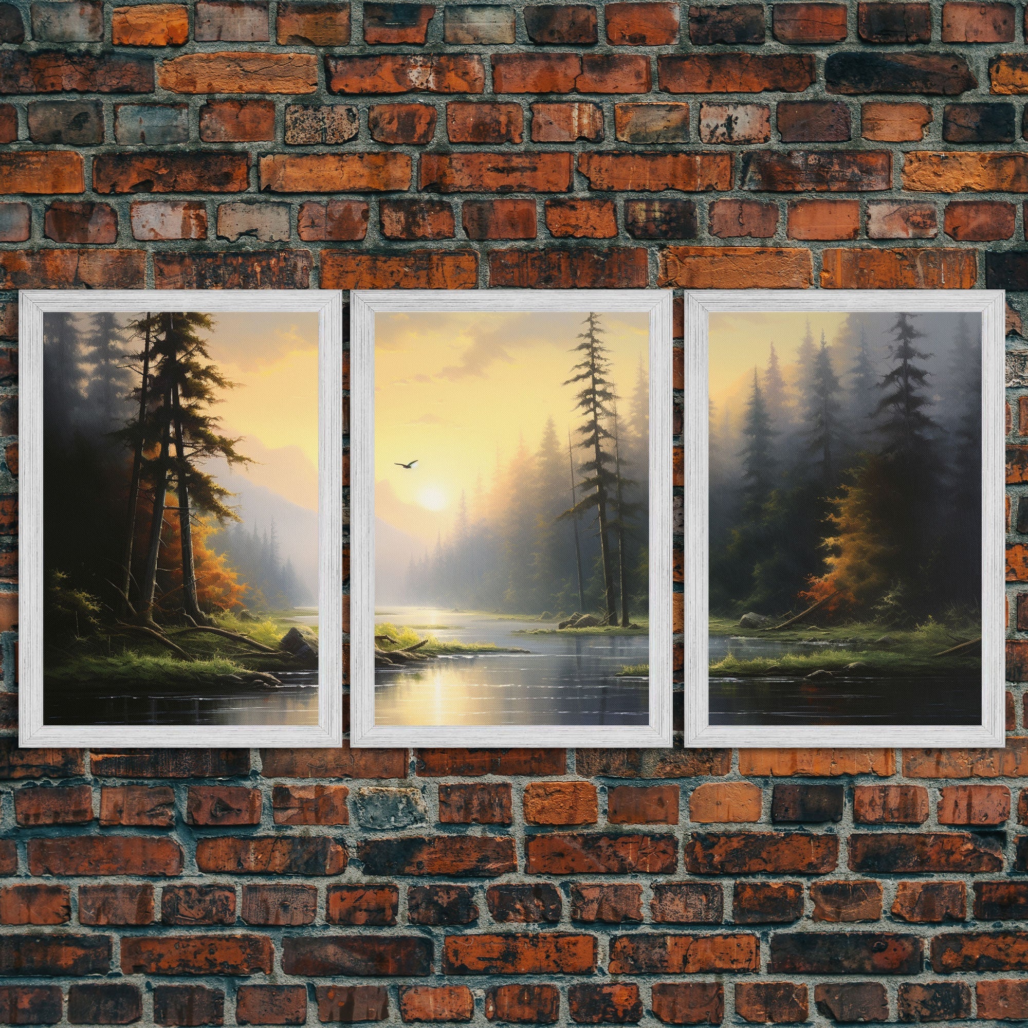 Forest Wall Art, Trees Art Print, Sunset Art, Forest Wall Art, Canvas Print, Wall Art, 3 Piece Wall Art, Dorm Room Art, Ranch House Decor | | Wiccan Center