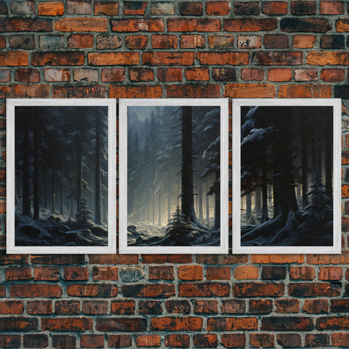 3 Piece Framed Canvas Print Wall Art Set of 3 Emerald Green Mountain Forest Lake Landscape Minimalist Modern Art Nature Wall Decor | | Wiccan Center
