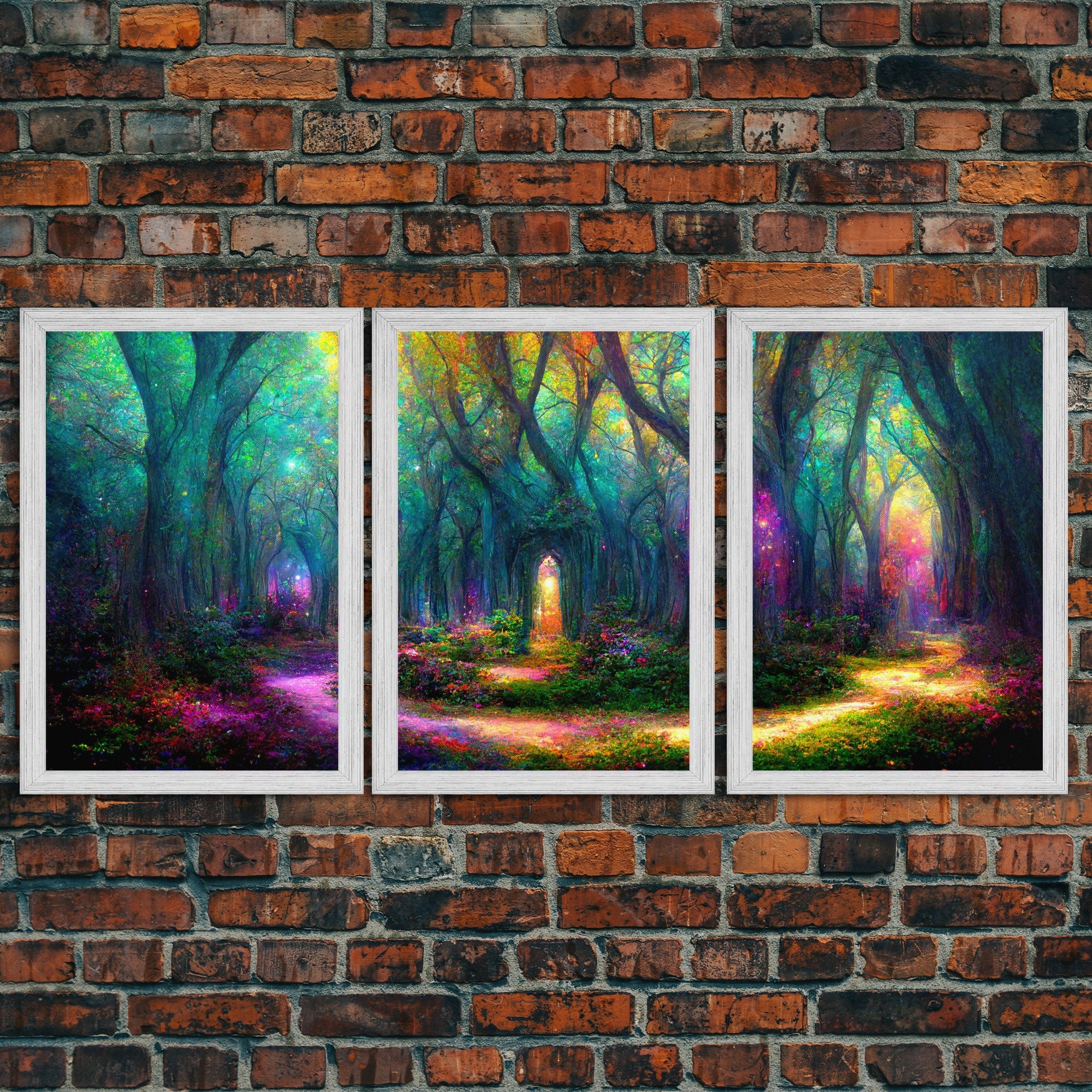 Fantasy wall art, canvas print, magical forest, fantasy landscape art, 3 Piece Wall Art, Ready To Hang Canvas Print | | Wiccan Center