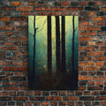 Magical Forest Oil Painting Style, Spooky Pirate Ship Art, Framed Canvas Print, Ready To Hang Framed Wall Art, Living Room Wall Hanging | | Wiccan Center