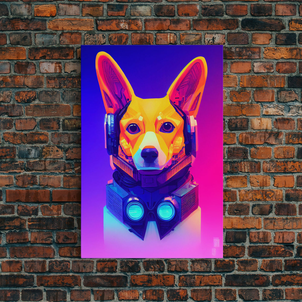 Colorful Corgi Dog Futuristic Robot Fine Art Print, Wall Art Print, Wall Poster, Wall Decor