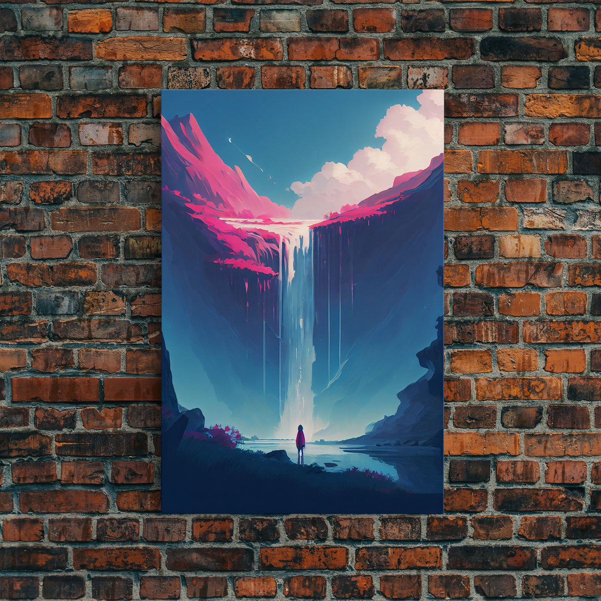 Mystical Fantasy Waterfall Purple Blue Wall Art Canvas Print - Vibrant Colorful Nature Scene Artwork | | Wiccan Center