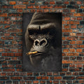 Smoking Gorilla canvas framed wall art, Gorilla Smoking print, Animal Print, Monkey Canvas print, Wall Decor | | Wiccan Center
