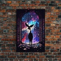 here in my garage, knowledge, retro style library art, framed canvas print | | Wiccan Center