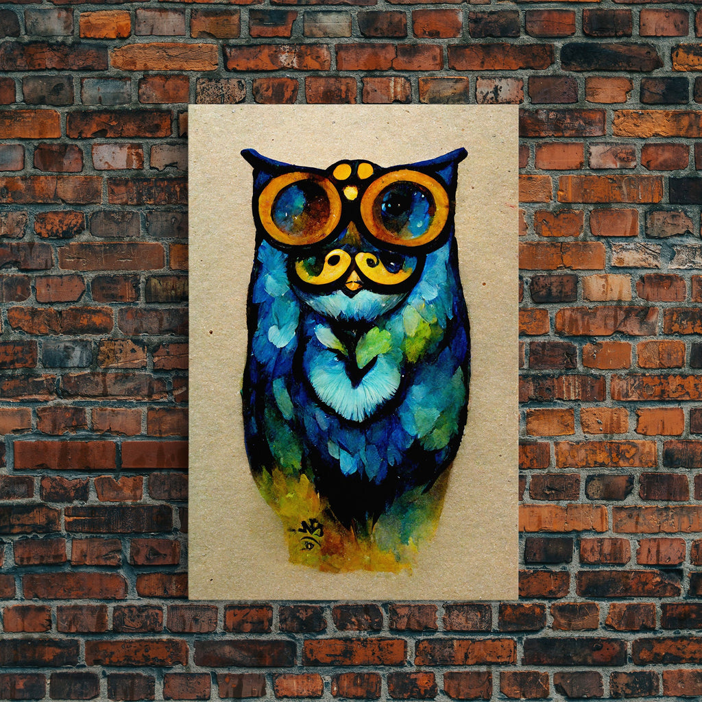 Wise Owl With Glasses Canvas Art - Owl Painting - Owl Wall Decor | | Wiccan Center