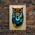 Wise Owl With Glasses Canvas Art - Owl Painting - Owl Wall Decor | | Wiccan Center