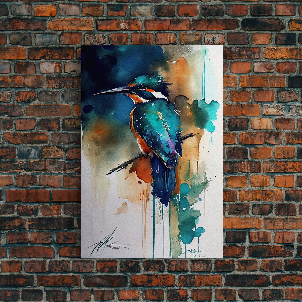 Kingfisher Watercolor - Kingfisher art, Belted Kingfisher, Kingfisher Watercolor, Bird Watercolor, Bird Decor, Framed Canvas Print