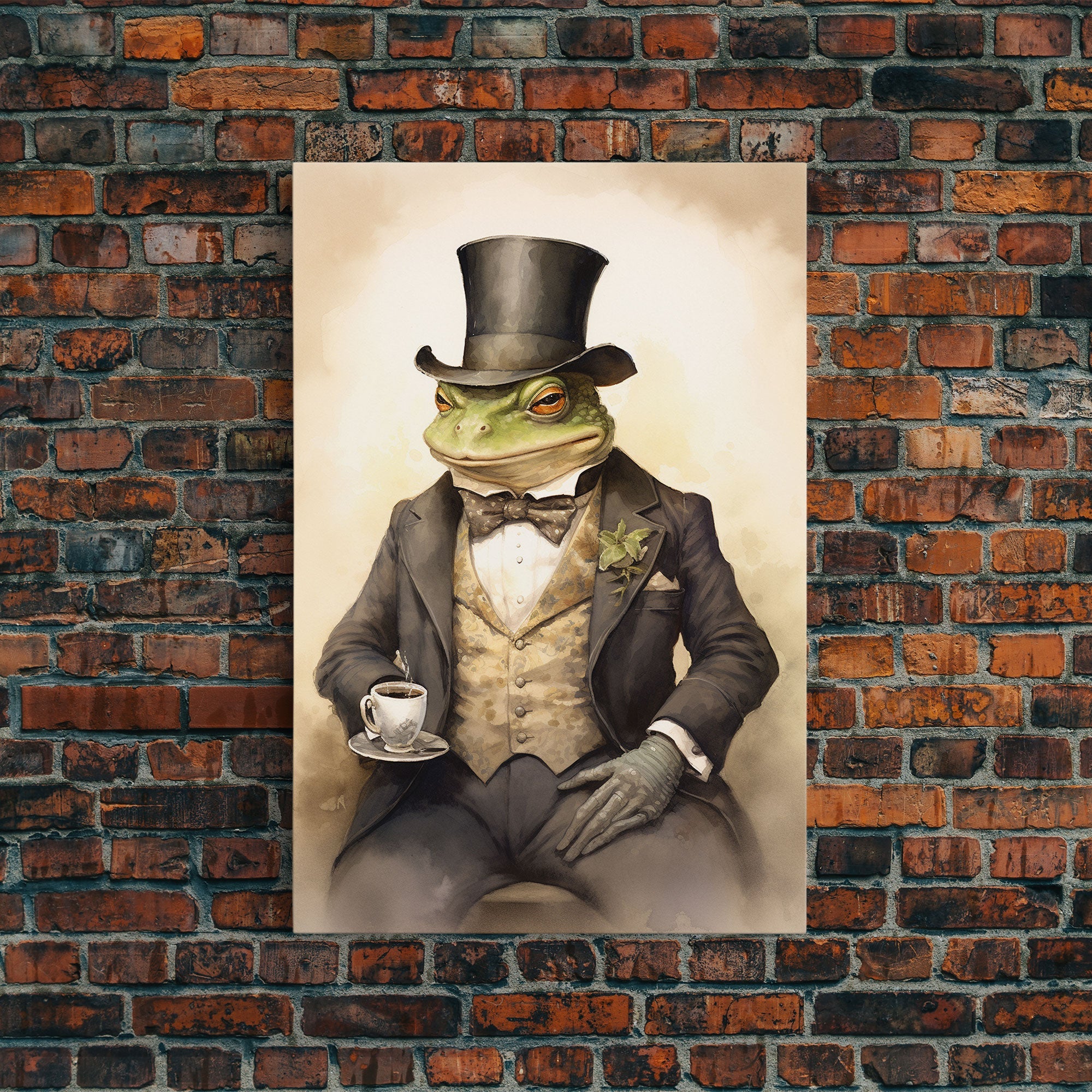 Le Business Toad, Victorian Toad Portrait, Vintage Style Animal Print Wall Art, Framed Canvas or Poster, Familiar Painting, Witchcraft Art | | Wiccan Center