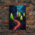 Magical forest canvas print, glowing mushroom art, fantasy forest wall art, gloomy dark home decor, luminescent forest trail wall art | | Wiccan Center