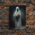 The Ghost With The Flowers, Halloween Canvas Print, Framed Canvas, Unique Wall Art, Goth Art, Dark Academia, Witch Art, Witchcraft | | Wiccan Center