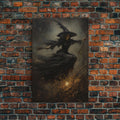 Spooky Season Witch Decor, Witch Painting Framed Canvas Print, Halloween Art, Witch Art, Witchcraft, Witch Decor, Felt Witch Hat | | Wiccan Center