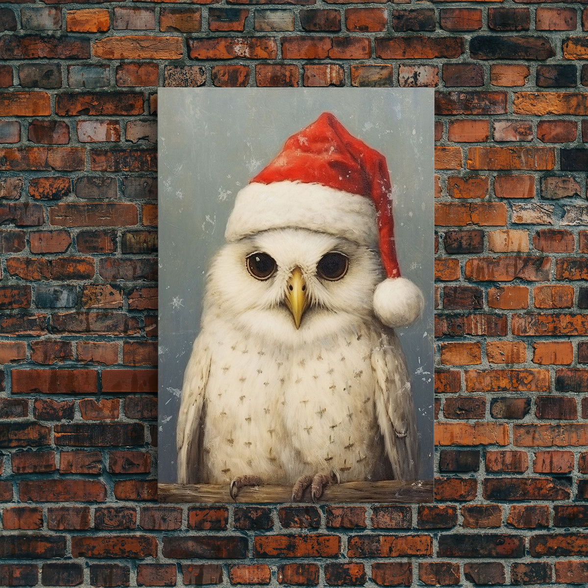 Silly Snow Owl Dressed For Christmas, Christmas Art, Christmas Decor, Christmas Wall Art, Farmhouse Christmas, Vintage Christmas, Owl Print