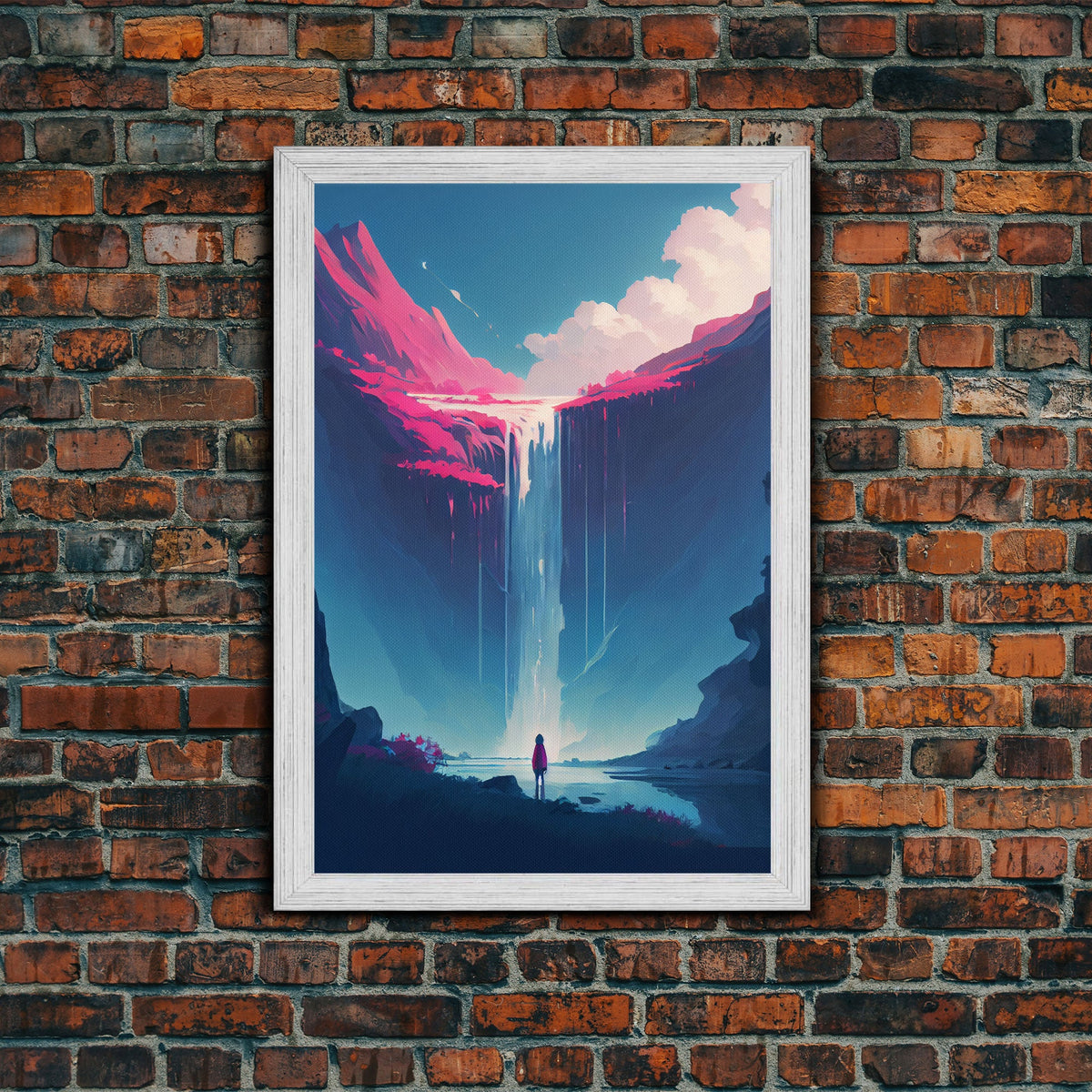 Mystical Fantasy Waterfall Purple Blue Wall Art Canvas Print - Vibrant Colorful Nature Scene Artwork | | Wiccan Center
