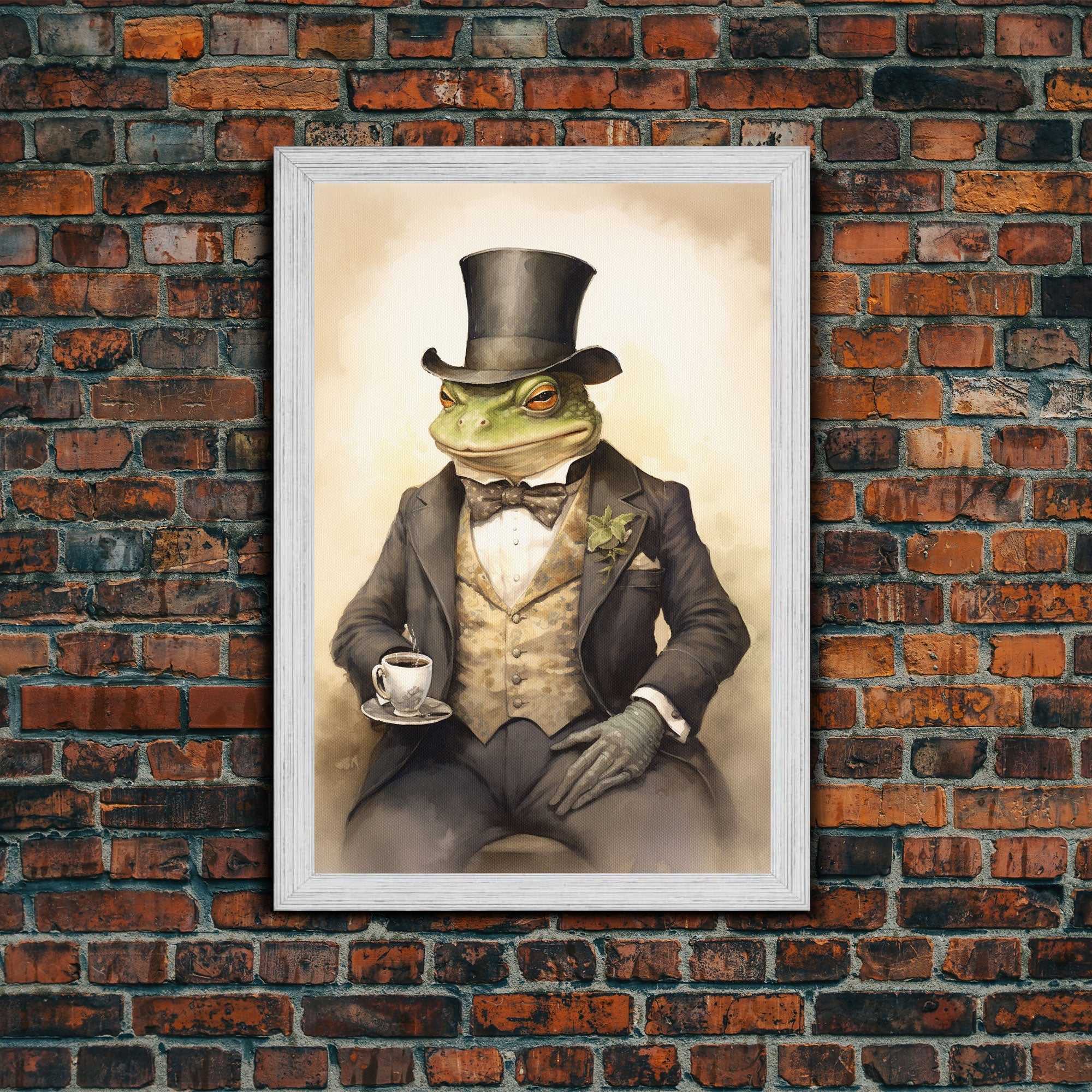 Le Business Toad, Victorian Toad Portrait, Vintage Style Animal Print Wall Art, Framed Canvas or Poster, Familiar Painting, Witchcraft Art | | Wiccan Center