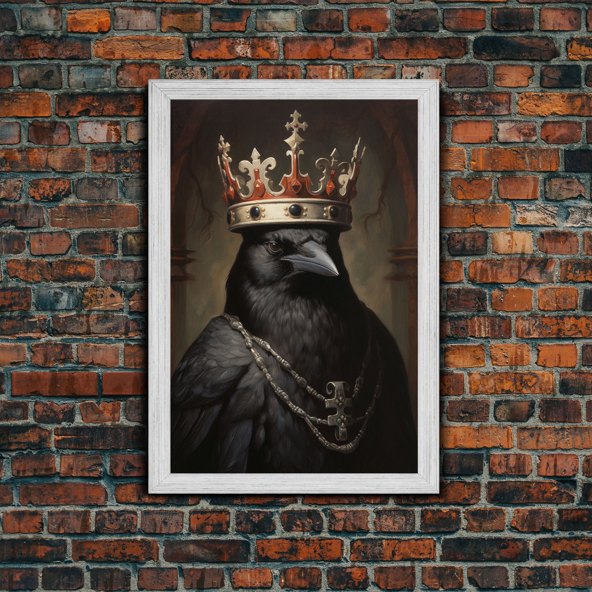 King Raven Print, Vintage Canvas, Art Canvas Print, Dark Academia, Gothic Victorian Crow, Cool Halloween Decorations, Framed Canvas Print | | Wiccan Center