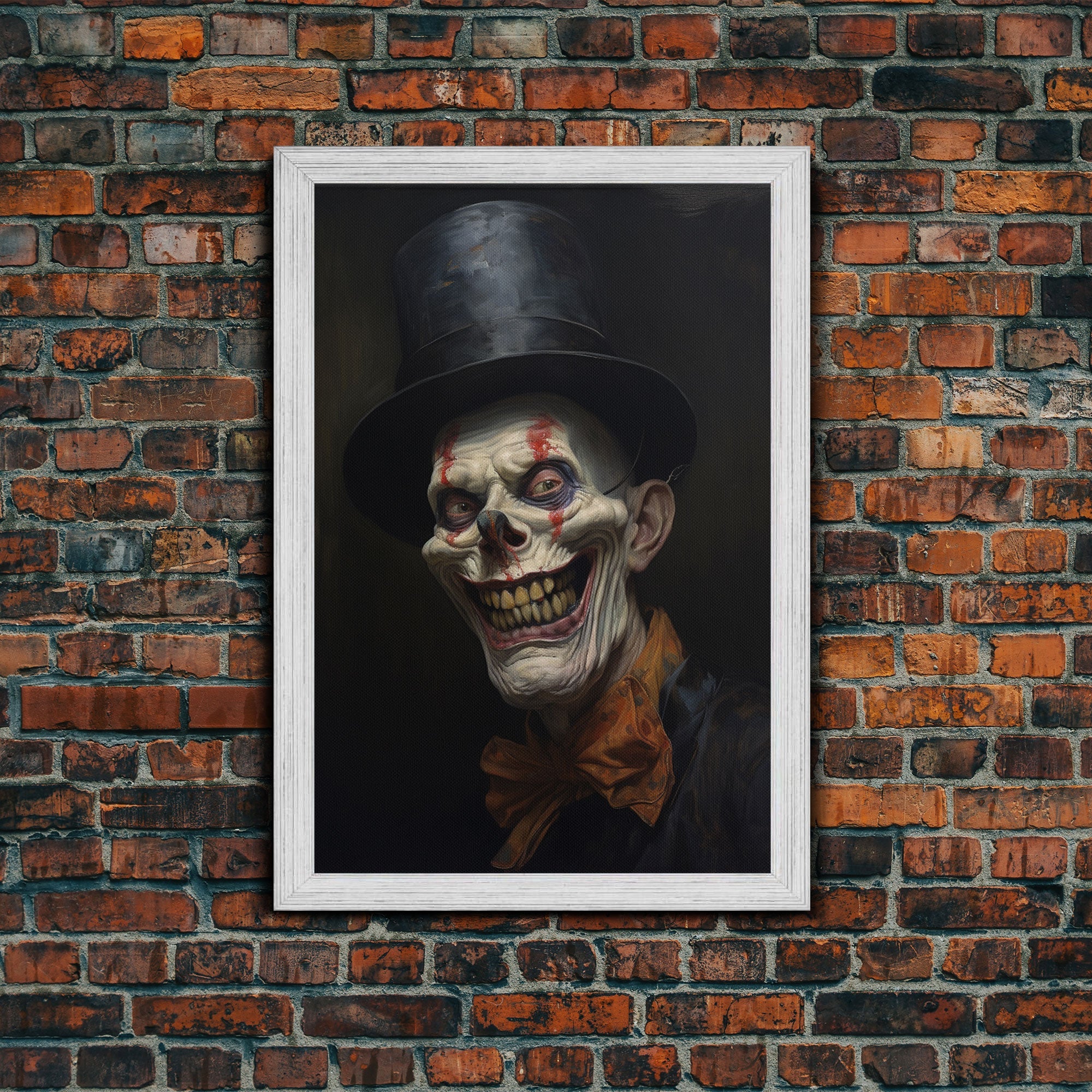 Creepy Clown Art Canvas Print, Victorian Horror Decor, Gothic Halloween Art, Framed Canvas, Halloween Canvas, Scary Wall Art, Unusual Decor