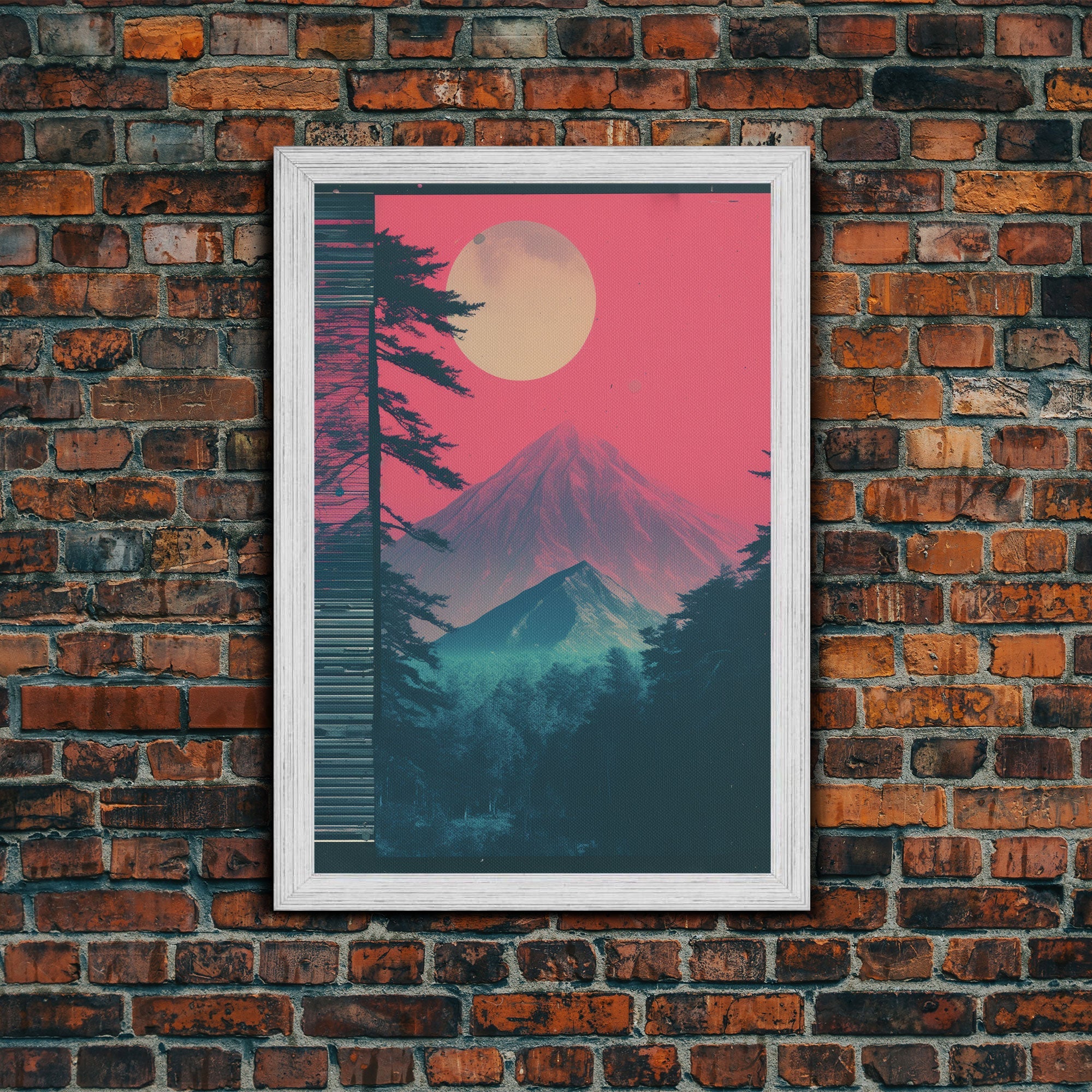 Moon Wall Art, Moon Print, Mountains Wall Art, Canvas Print, Wall Hanging, Portrait Art, Nature Wall Art, Country Home Decor, Bedroom Prints