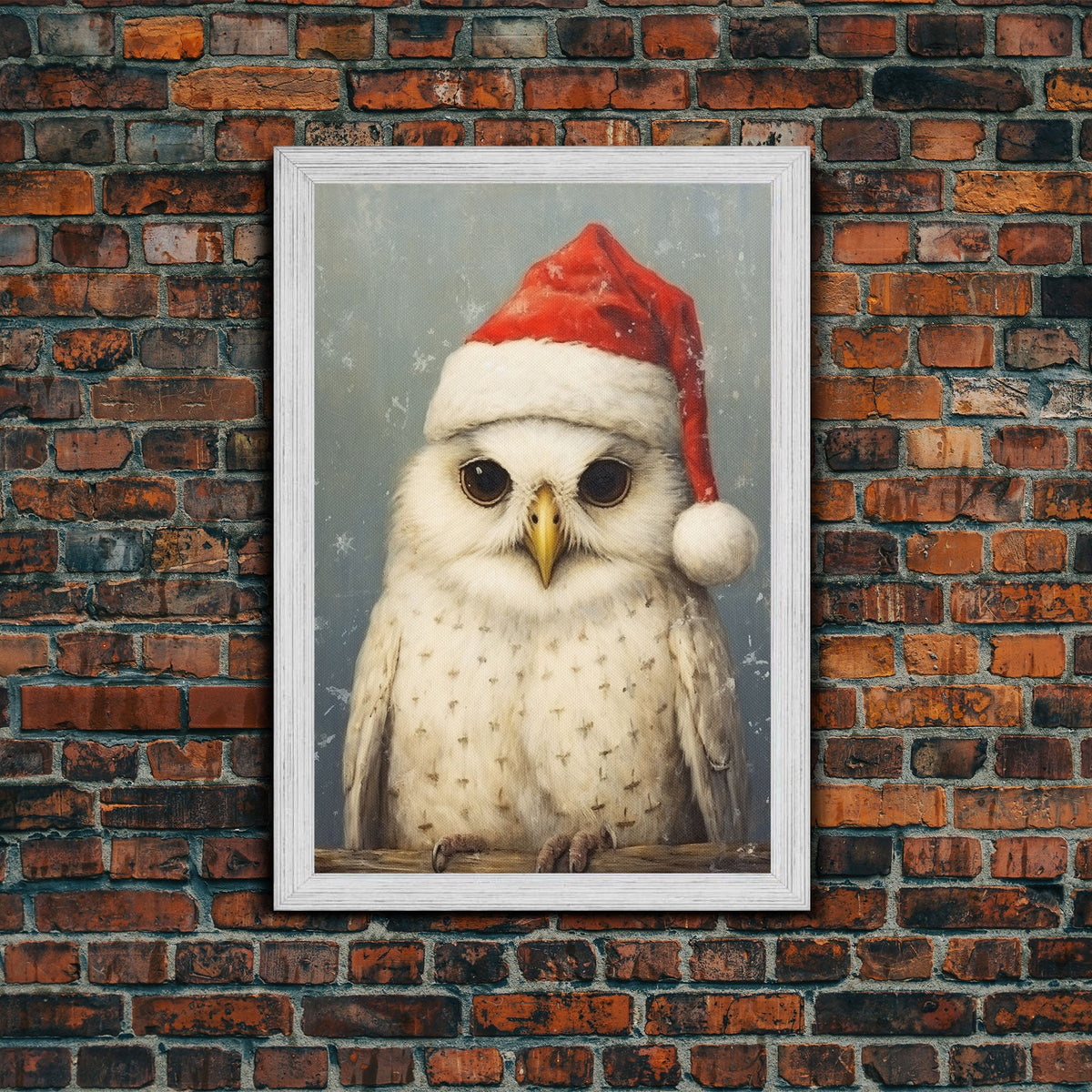 Silly Snow Owl Dressed For Christmas, Christmas Art, Christmas Decor, Christmas Wall Art, Farmhouse Christmas, Vintage Christmas, Owl Print