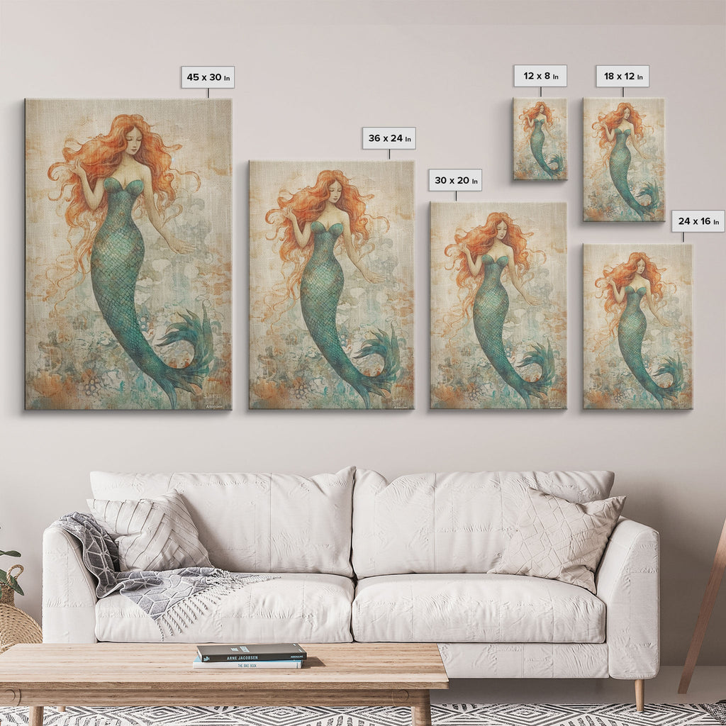 Coastal Mermaid Canvas Print Or Poster, Framed | | Wiccan Center