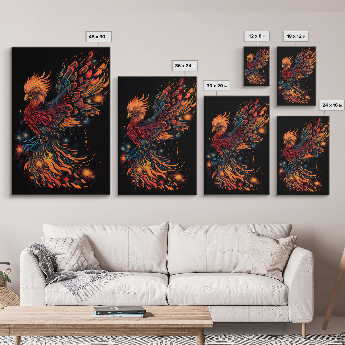 Phoenix In Flames, Retribution, Framed Canvas Print, The Phoenix, Framed Wall Art, Original Painting Phoenix, Fire Chicken | | Wiccan Center