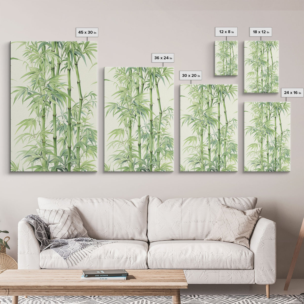 Wabi Sabi Bamboo Wall Art Print, Zen Decor, Zen Wall Art, Botanical Print, Bamboo Painting, Meditation Decor, Bamboo Decor, Framed Canvas | | Wiccan Center