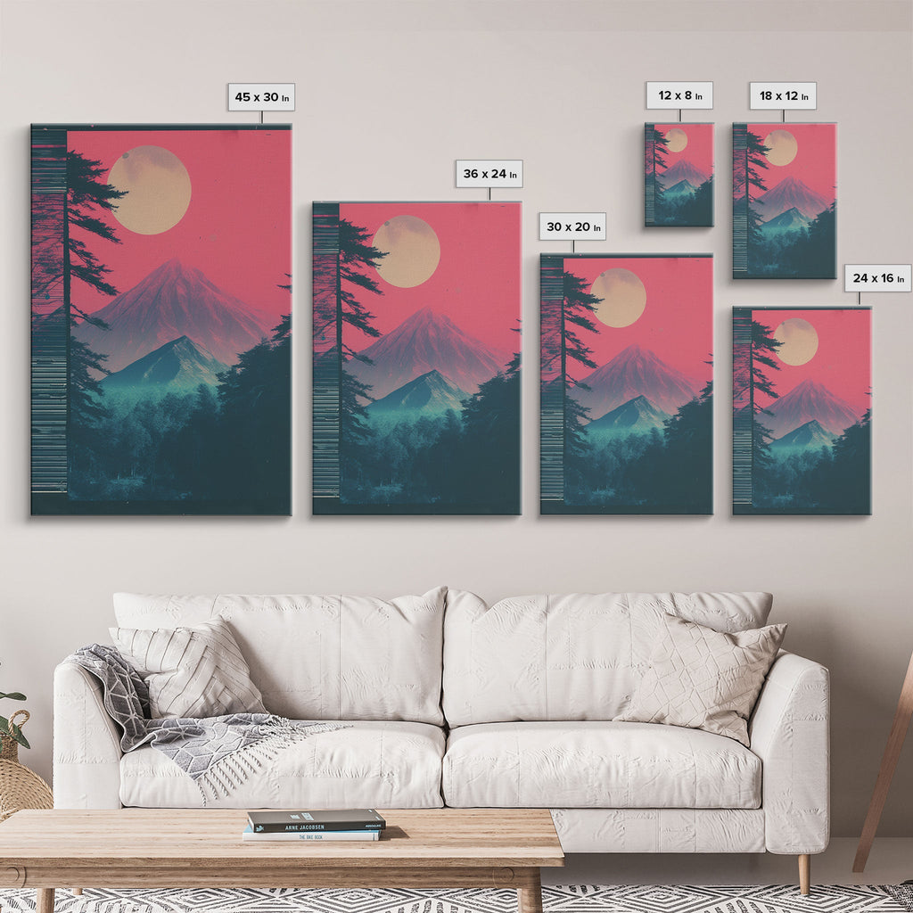 Moon Wall Art, Moon Print, Mountains Wall Art, Canvas Print, Wall Hanging, Portrait Art, Nature Wall Art, Country Home Decor, Bedroom Prints | | Wiccan Center