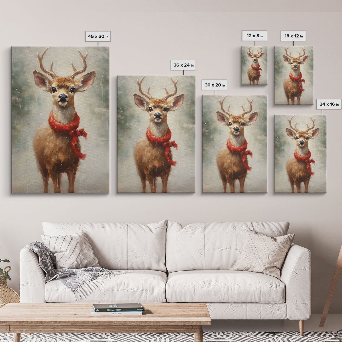 Cute Buck Dressed For Christmas, Christmas Decor, Woodland Animals, Christmas Wall Art, Winter Decor, Holiday Decor, Seasonal Decor