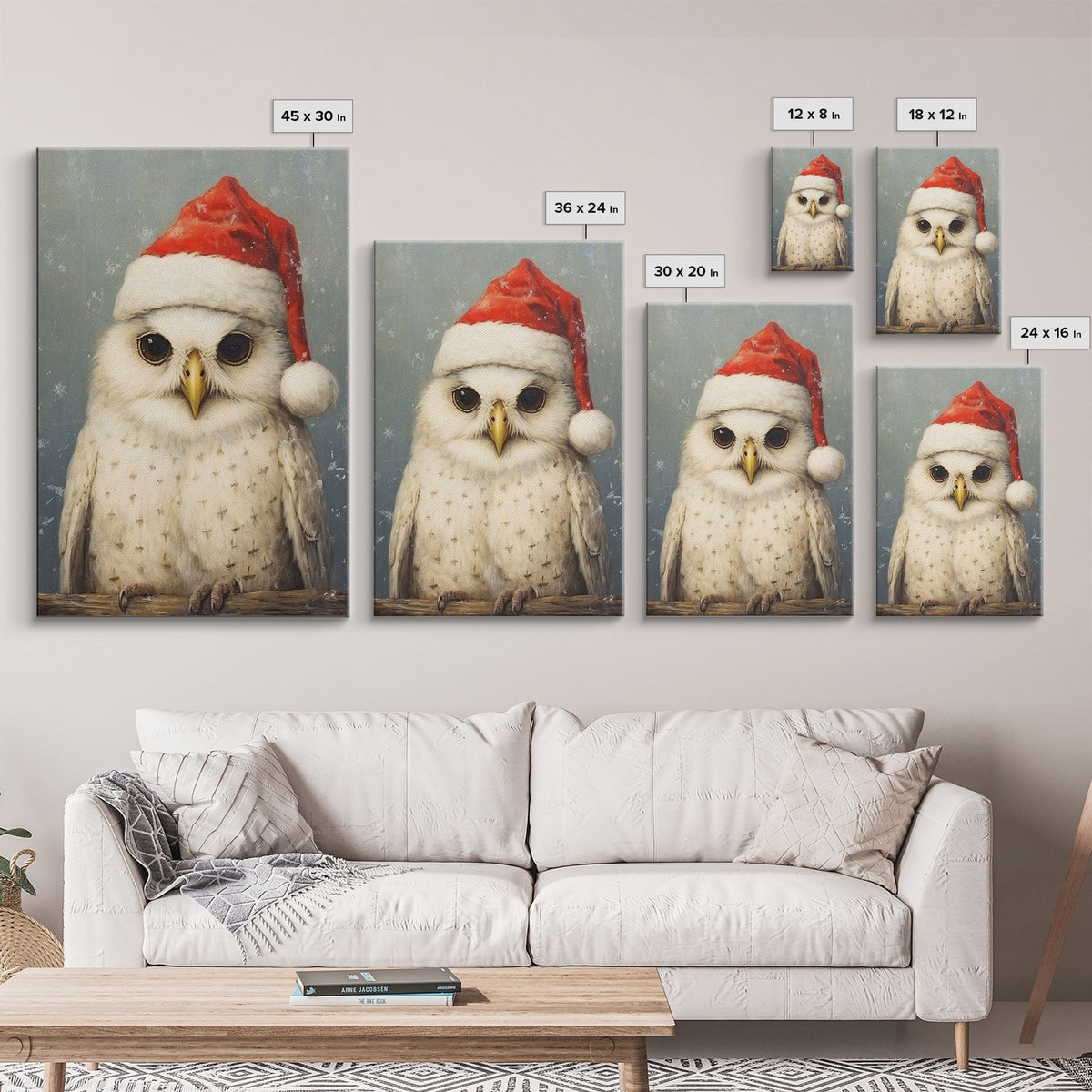 Silly Snow Owl Dressed For Christmas, Christmas Art, Christmas Decor, Christmas Wall Art, Farmhouse Christmas, Vintage Christmas, Owl Print